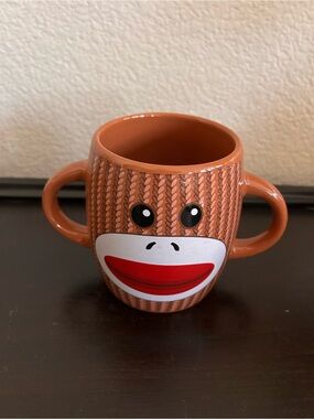 Galerie Double-Handle Ceramic Sock Monkey Mug Brown 16 oz
